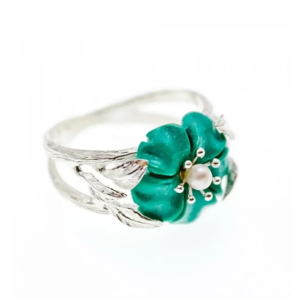 925 Sterling Silver Pearl & Enamel 